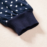 Jane Polka Dot Drawstring Wide Leg Long Sleeve Top Pant Set