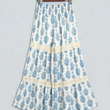 Maisie Lace Patchwork Detail Wide Leg Pants
