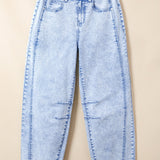 Tatum Light Washed Pull On Barrel Jeans