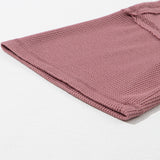 Caroline Exposed Seam Drop Sleeve V Neck Waffle Textured Top  - Rose