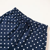 Jane Polka Dot Drawstring Wide Leg Long Sleeve Top Pant Set