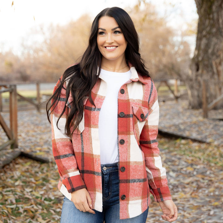 Beth Plaid Shacket - Spice