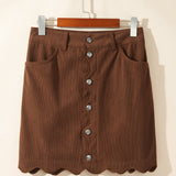 Nyla Button Front Corduroy Skirt