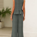 Jordan Ribbed Ruffle Tank Top and Pants Set