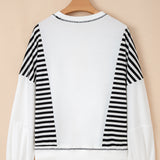 Sophie Striped Colorblock Patchwork Oversized Sweatshirt - Black