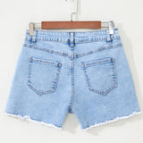 Laila High Waist Frayed Denim Shorts