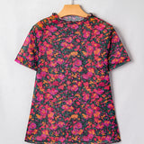 PREORDER - Holly Retro Floral Printed Mesh Short Sleeve Top 3/22
