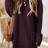 Cable Knit Drop Shoulder Loose Fit Sweater Dress