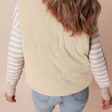 PREORDER Scottie Solid Color Corduroy Puffer Vest Coat - Beige | Dropship