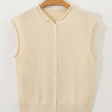 PREORDER Kiara Buttoned Front Rolled Hem Cap Sleeve Sweater Top | Dropship