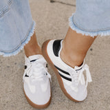 Leah Striped Lace Up Flat Sneakers | Dropship