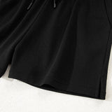 Striped Sweatshirt and Shorts Set - Black | Dropship