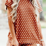 Paityn Polka Dot Print Short Set - Caramel