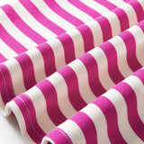 PREORDER Kimberly Stripe Short Puff Sleeve Contrast Trim Round Neck Tee - Pink | Dropship