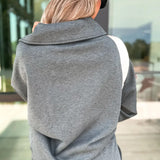 Medium Grey Collared V Neck Pullover Sweatshirt Sweatpants Set | Dropship