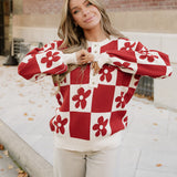 Flower Power Sweater | Red Dahlia