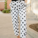 Polka Dot Bow Detail Pocketed Barrel Jeans