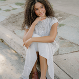 Holly Frilled Detail Half Buttons Short Sleeve Long Dress