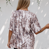 Drew Camouflage Woodland Print Drop Shoulder Tunic Tee - Brown