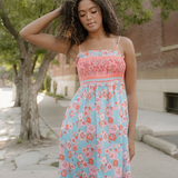 Hattie Bohemian Ethnic Print Spaghetti Straps Vacation Maxi Dress
