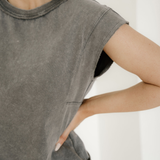 Mineral Wash Boxy Fit Cotton Tank Top - Gray