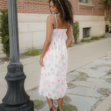 Laylani Contrast Trim Self-tie Straps High Waist Midi Dress
