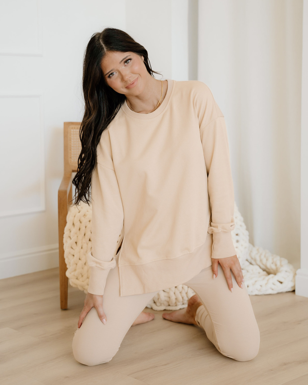 Remi Oversize Slit Sweatshirt Ribbed Leggings 2pcs Set