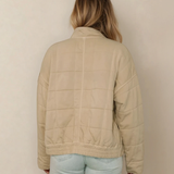 PREORDER Georgie Zip-Up Pocket Quilted Jacket - Khaki | Dropship