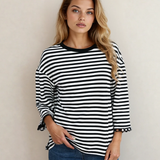 Amira Lace Trim Bell Sleeve Top - Black