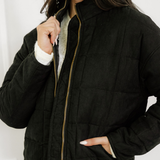 Georgie Zip-Up Pocket Quilted Jacket - Black