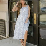 Jaylani Knot Straps High Waist Flared Maxi Dress