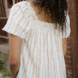 Birdie Ribbon Bow Lace Trim Square Neck Mini Dress