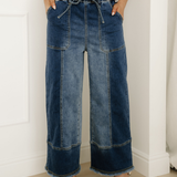 Beau Raw Hem Wide Leg Denim Pants
