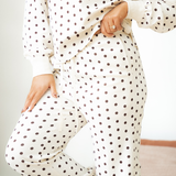 Liliana Polka Dot Print Pullover Drawstring Jogger Pants Pajama Set | Dropship