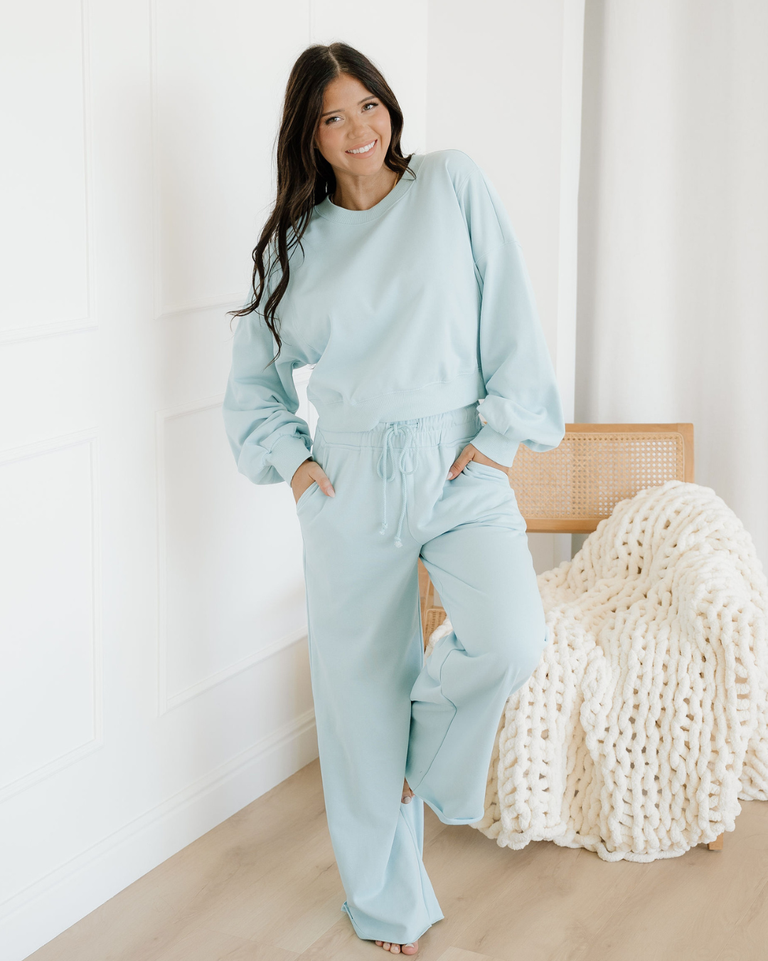 Miles Crop Pullover Drawstring Wide Leg Pants Set