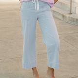 Hayden Blue Stripe Mid Rise Drawstring Waist Jeans
