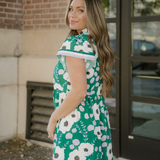Leila V Neck Ruffled Short Sleeve Flower Maxi Dress