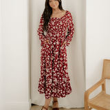 Lydia Sleeve Square Neck Smocked Maxi Dress