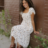 Estelle Smocked Square Neck Ruffle Short Sleeve Dress