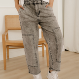 Shiloh Acid Wash Tie Waist Denim Pants