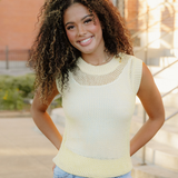 Brielle Hollowed Knit Round Neck Sweater Vest