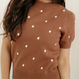 River Polka Dot Bubble Short Sleeve Sweater