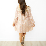 Madeline Velvet Bow Lace Patchwork Long Sleeve Loose Mini Dress