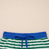 PREORDER - Elsa Stripe Drop Shoulder Boxy Casual Terry Short Set - Green