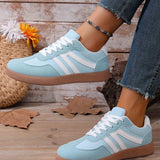 Joy Faux Suede PU Leather Color Block Patchwork Lace-up Shoes