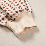 Gingham Crew Neck Long Sleeve Top and Skort Set