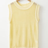 Brielle Hollowed Knit Round Neck Sweater Vest - Yellow