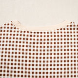 Gingham Crew Neck Long Sleeve Top and Skort Set