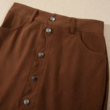 Nyla Button Front Corduroy Skirt