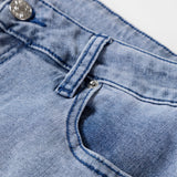 Naia Button Zip High Waist Flared Hem Jeans